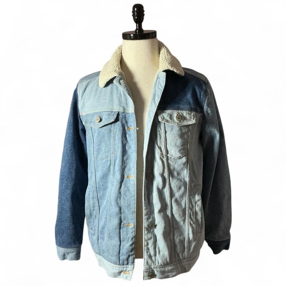 Hollister‎ Denim Sherpa Lined Trucker Jacket Blue Size S